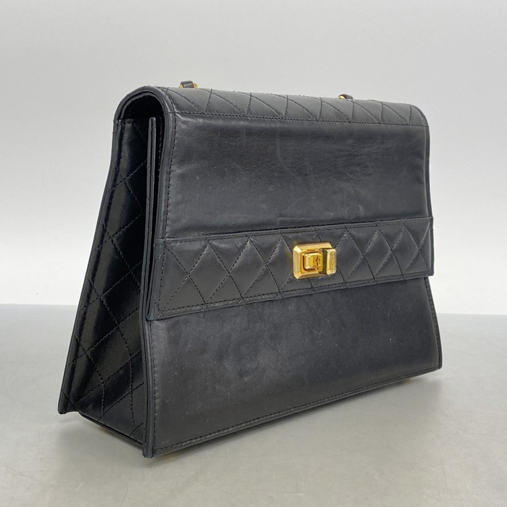 CHANEL Black Lambskin Leather Shoulder Bag - Picture 2 of 13